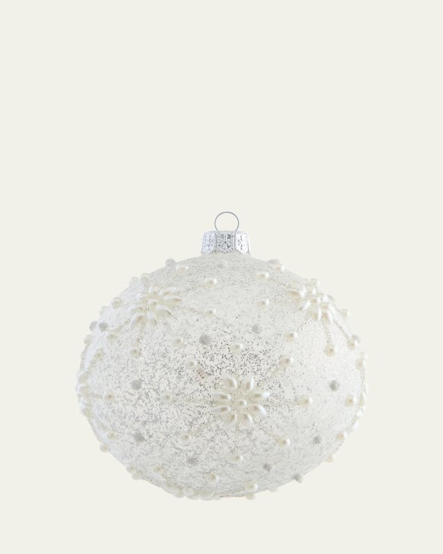 Pearly Art Deco Snowflakes Ball Ornament